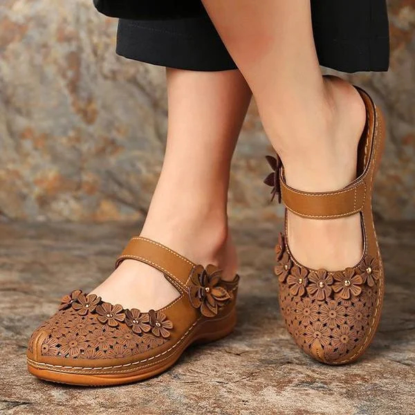 Comfy Floral Slip-On Wedge Sandal