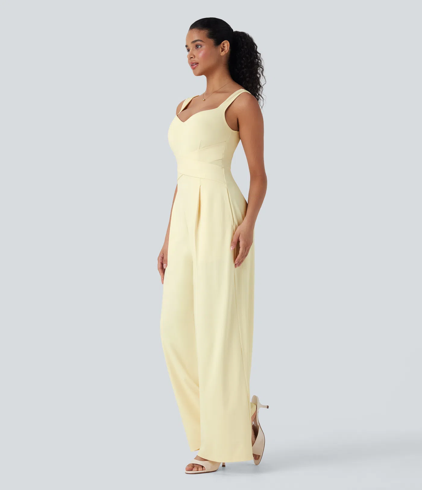 U Back Sleeveless Casual Jumpsuit with Pockets