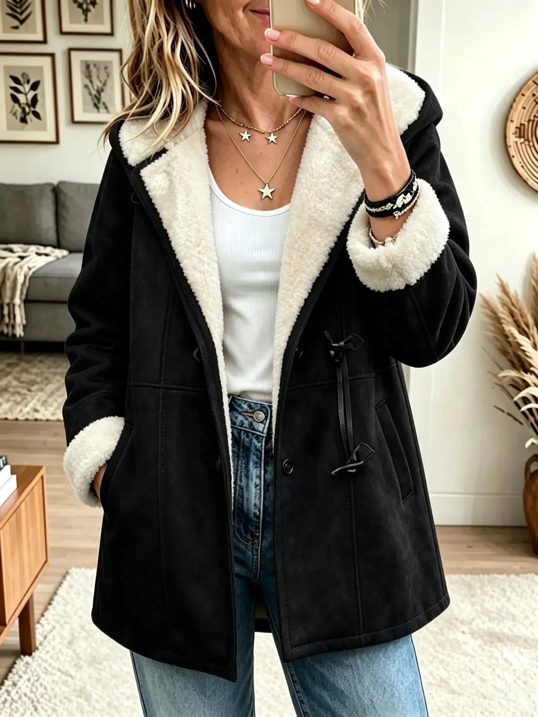 Black sherpa coat
