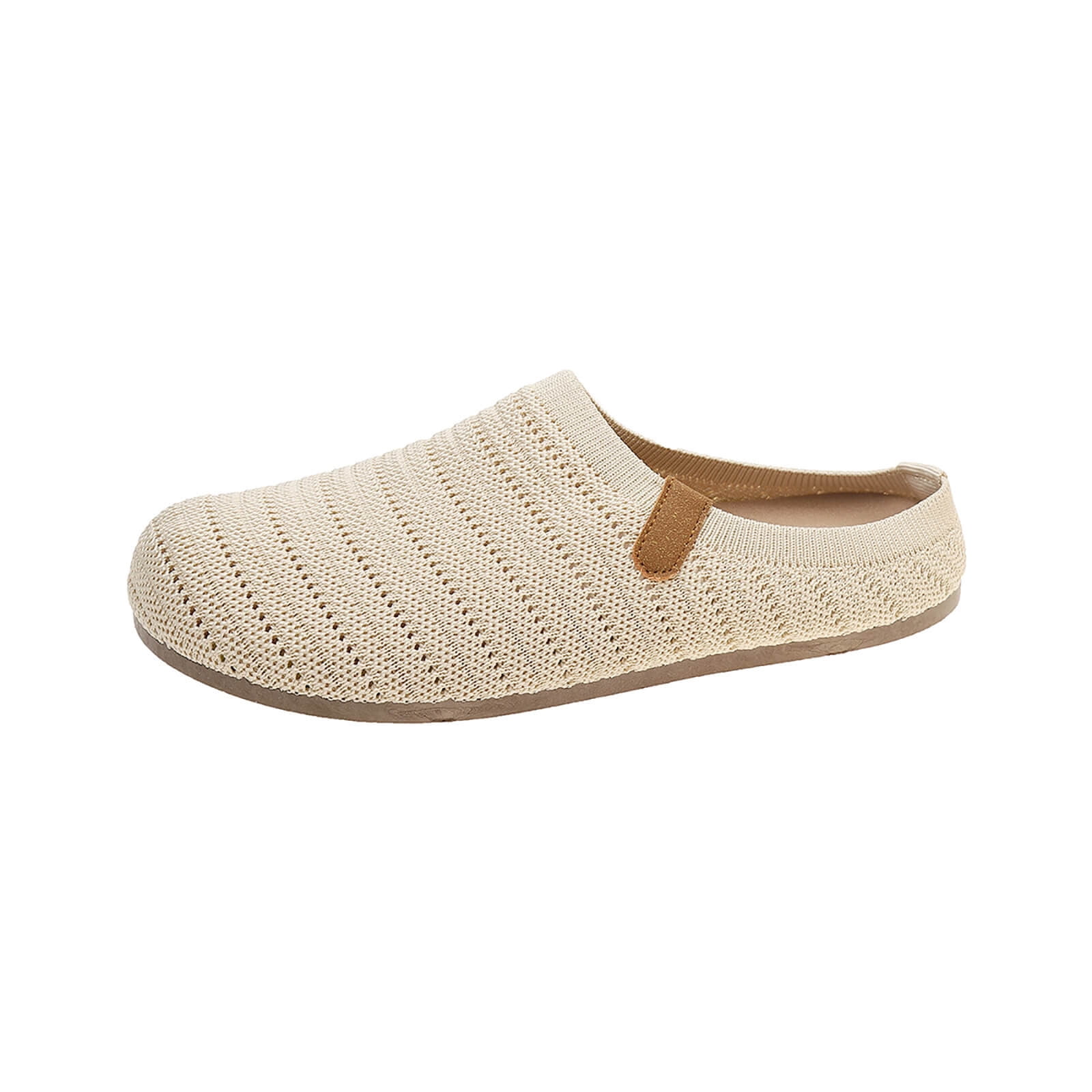 Hurxie Women Clogs Knit Slip On Mules Work Shoes with Arch Support Slippers Round Toe Slides Comfortable Flats Coffee 36