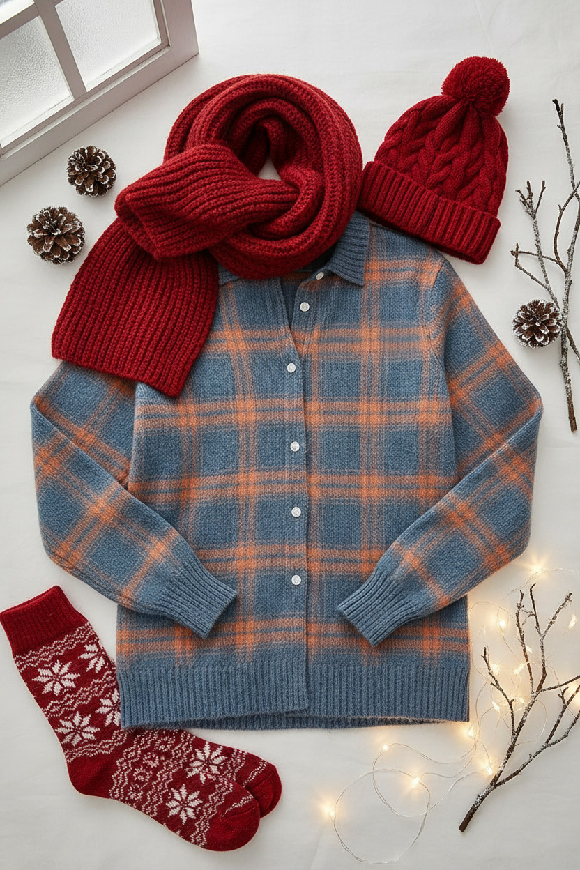 CLEARANCE SALE🔥 Women's Plaid Print Casual Cotton Buttoned Cardigan Sweater
