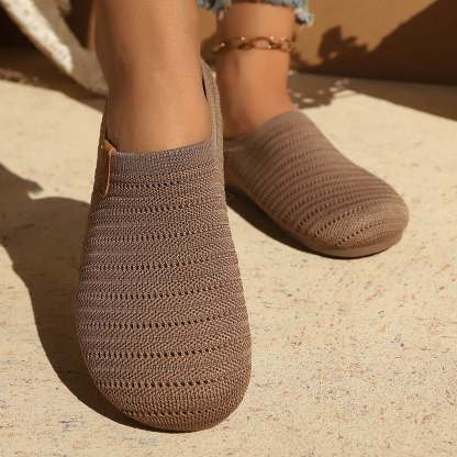 Hurxie Women Clogs Knit Slip On Mules Work Shoes with Arch Support Slippers Round Toe Slides Comfortable Flats Coffee 36