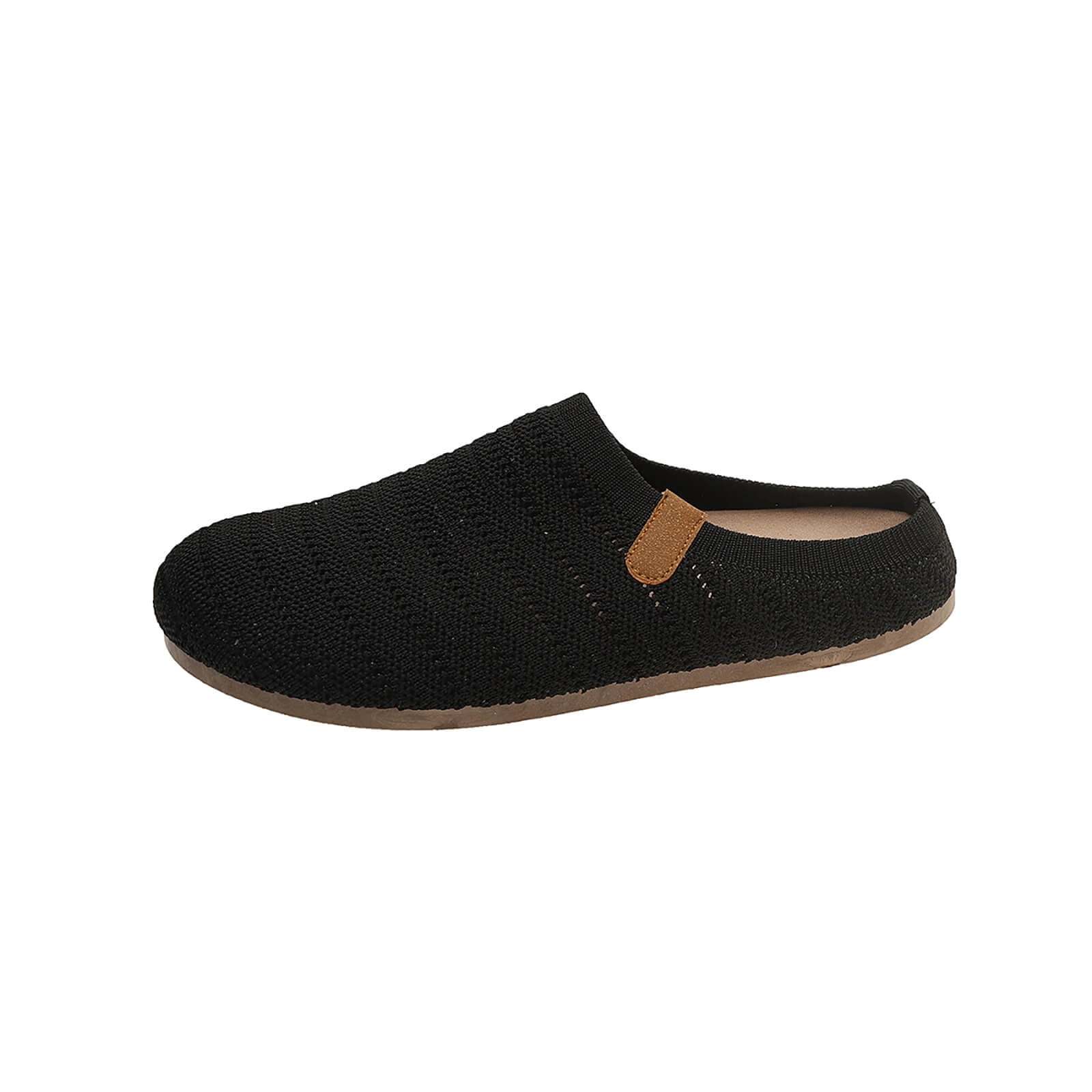 Hurxie Women Clogs Knit Slip On Mules Work Shoes with Arch Support Slippers Round Toe Slides Comfortable Flats Coffee 36