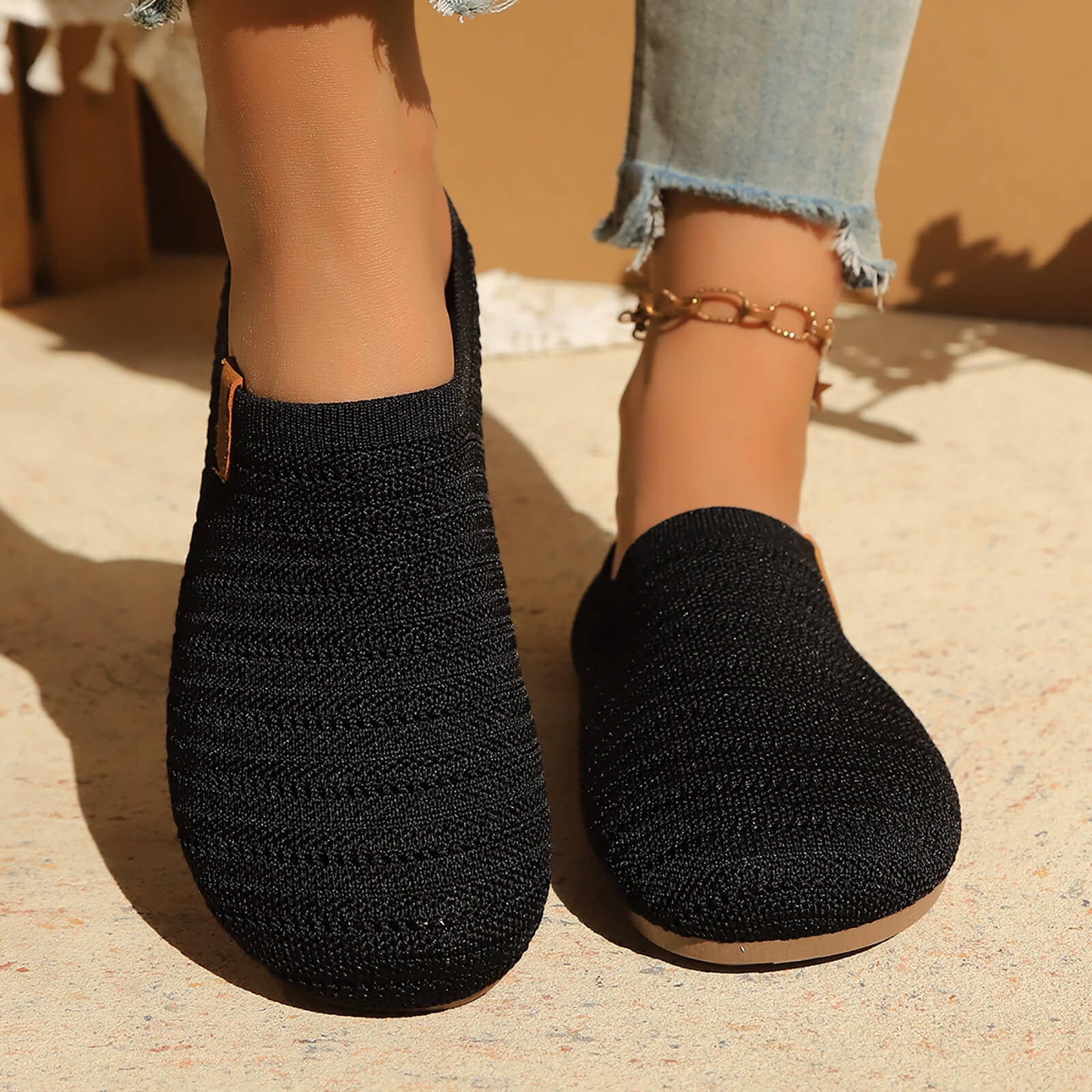 Hurxie Women Clogs Knit Slip On Mules Work Shoes with Arch Support Slippers Round Toe Slides Comfortable Flats Coffee 36