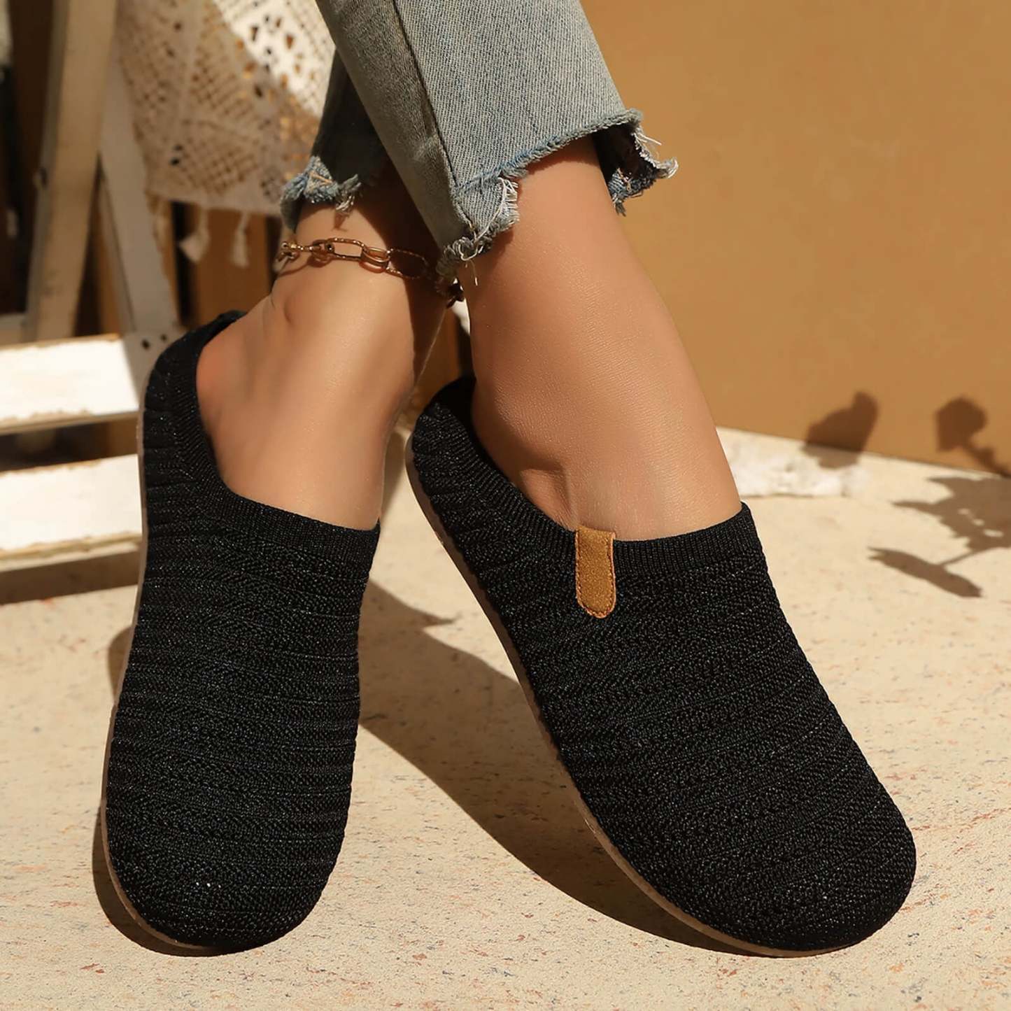 Hurxie Women Clogs Knit Slip On Mules Work Shoes with Arch Support Slippers Round Toe Slides Comfortable Flats Coffee 36