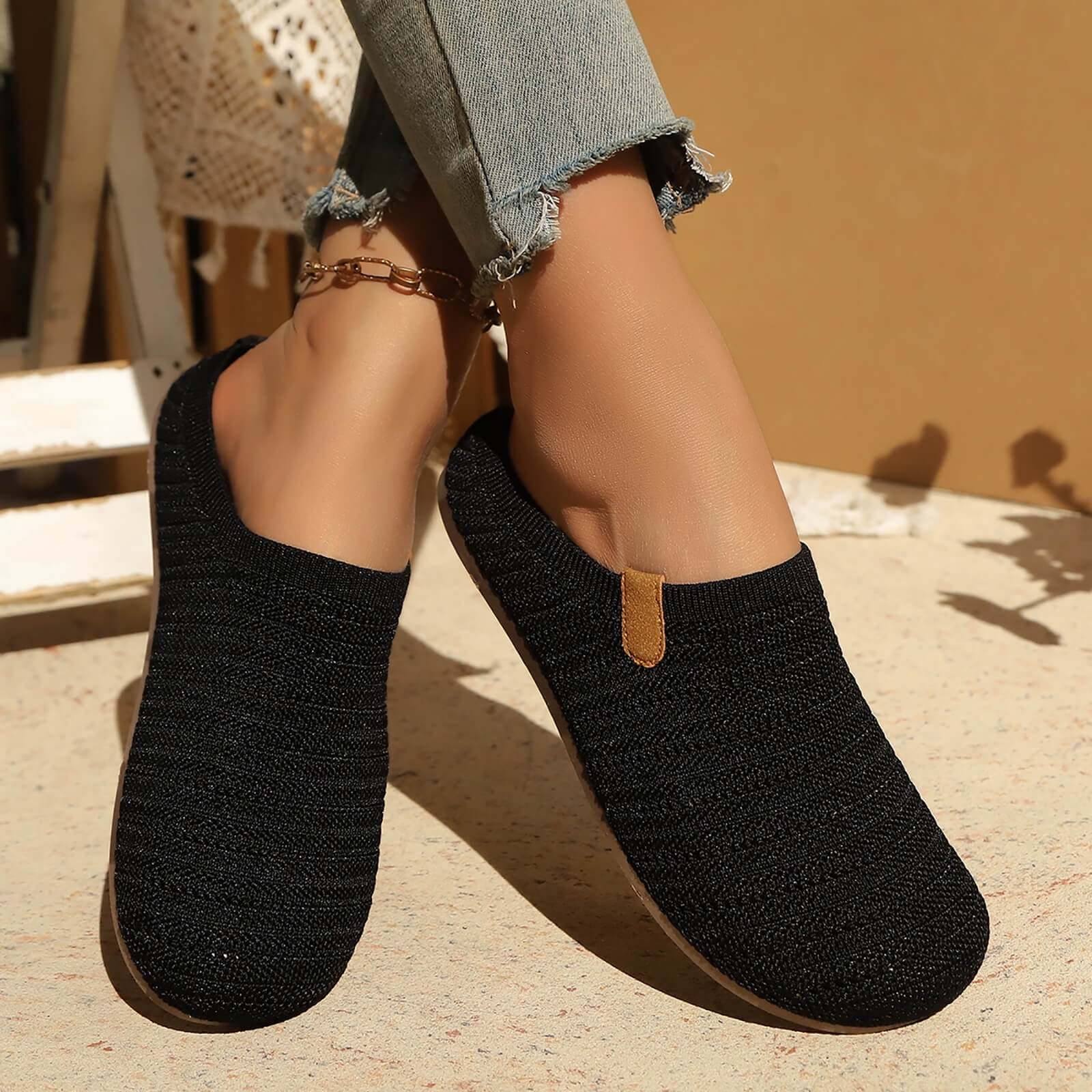Hurxie Women Clogs Knit Slip On Mules Work Shoes with Arch Support Slippers Round Toe Slides Comfortable Flats Coffee 36