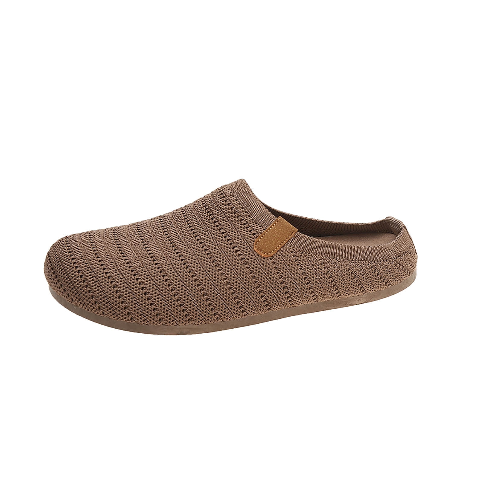 Hurxie Women Clogs Knit Slip On Mules Work Shoes with Arch Support Slippers Round Toe Slides Comfortable Flats Coffee 36