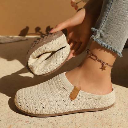 Hurxie Women Clogs Knit Slip On Mules Work Shoes with Arch Support Slippers Round Toe Slides Comfortable Flats Coffee 36