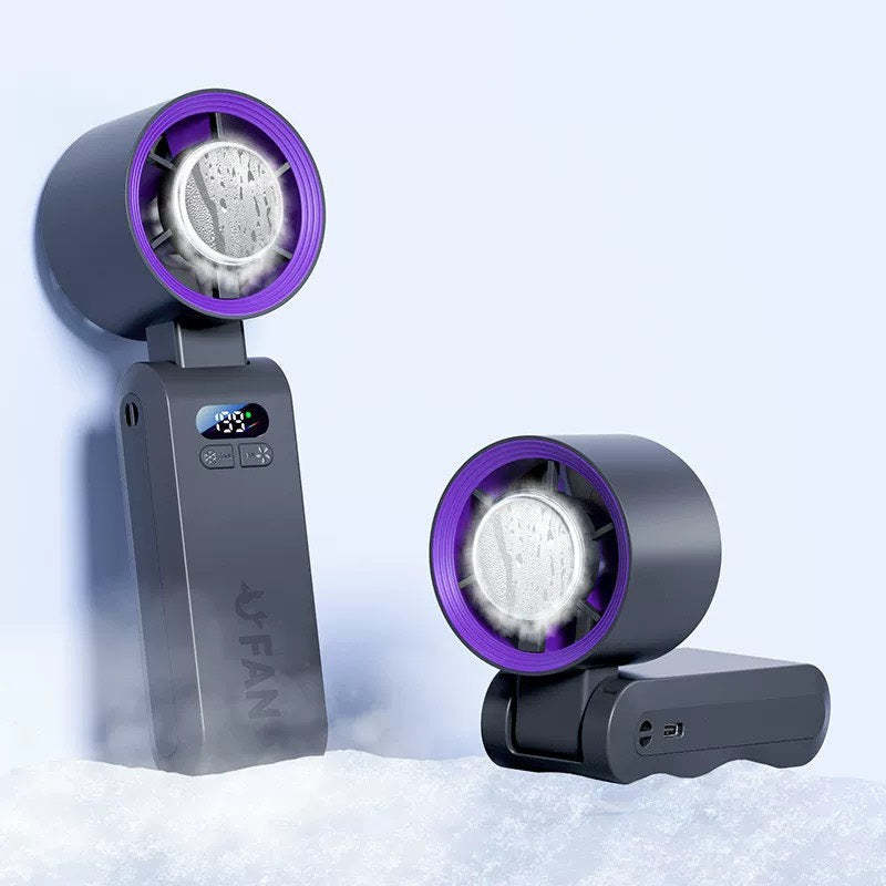Handheld Portable Turbo Fan with Ice Cooler, Speed (1-199) 5500mAh Rechargeable Personal Fan
