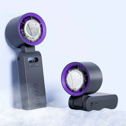 Handheld Portable Turbo Fan with Ice Cooler, Speed (1-199) 5500mAh Rechargeable Personal Fan