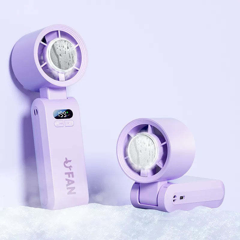 Handheld Portable Turbo Fan with Ice Cooler, Speed (1-199) 5500mAh Rechargeable Personal Fan