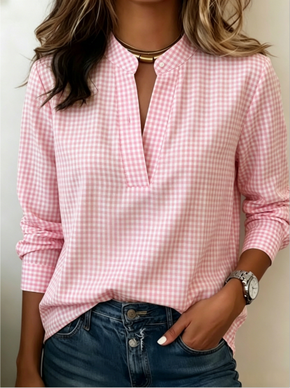Today 70% Off🔥Women’s Classic Gingham Split V-Neck Blouse