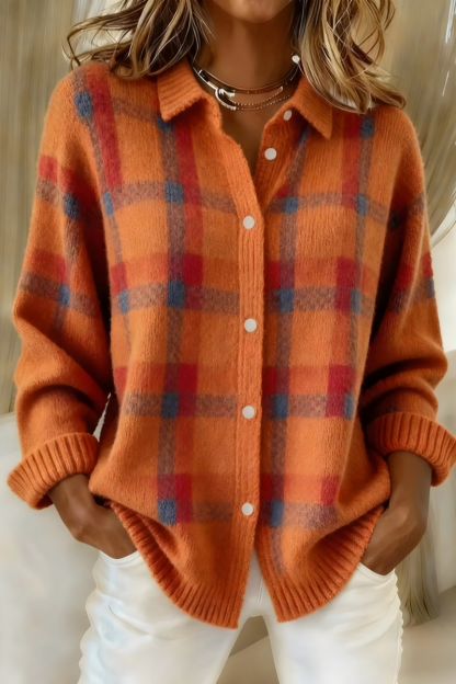 Women's Soft Knit Check Cardigan