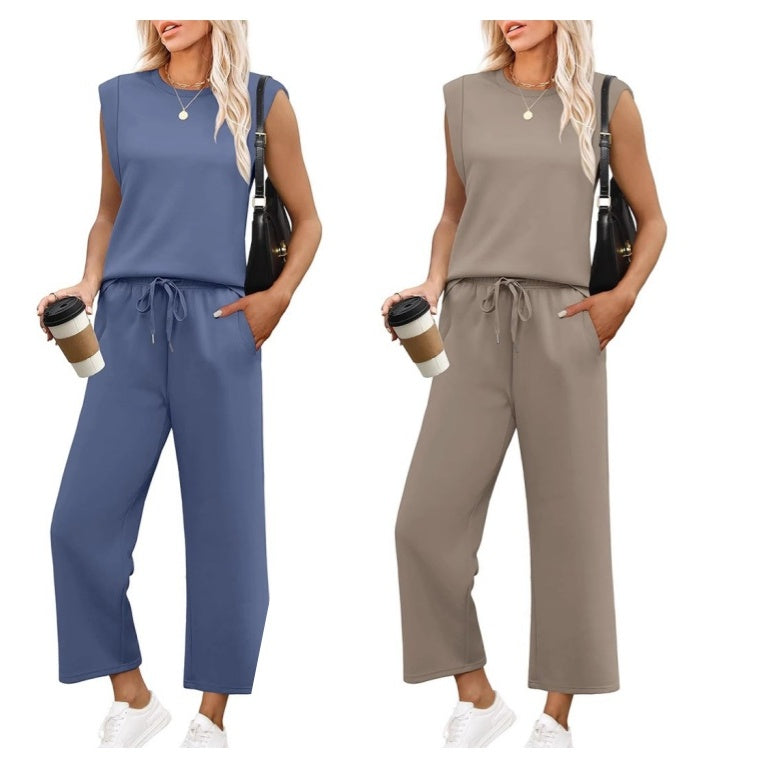 2025 New Women's  Sleeveless Top & Wide-Leg Pants 2-Piece Set