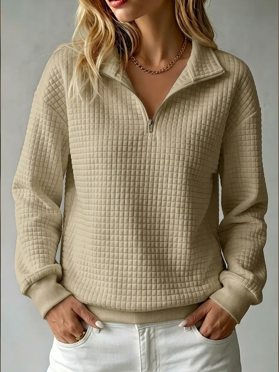 CLEARANCE SALE🔥50% OFF🔥 Women's Casual Quilted 1/4 Zip Sweatshirt