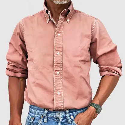 CLEARANCE Men's Vintage Premium Washed Long Sleeve Shirt