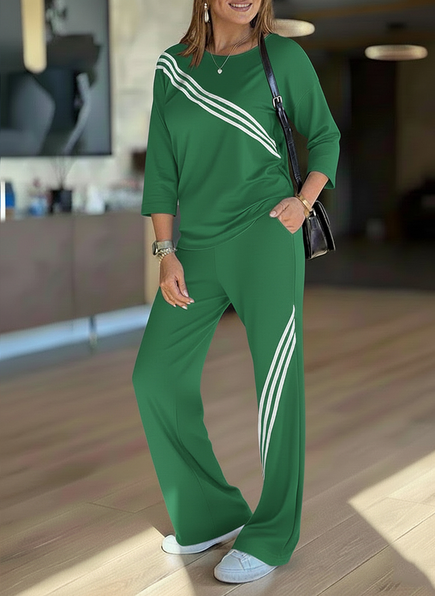 NEW🔥 Women's Soft Striped Design Set with Wide Fit Pants