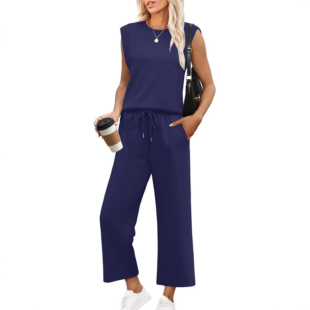 2025 New Women's  Sleeveless Top & Wide-Leg Pants 2-Piece Set