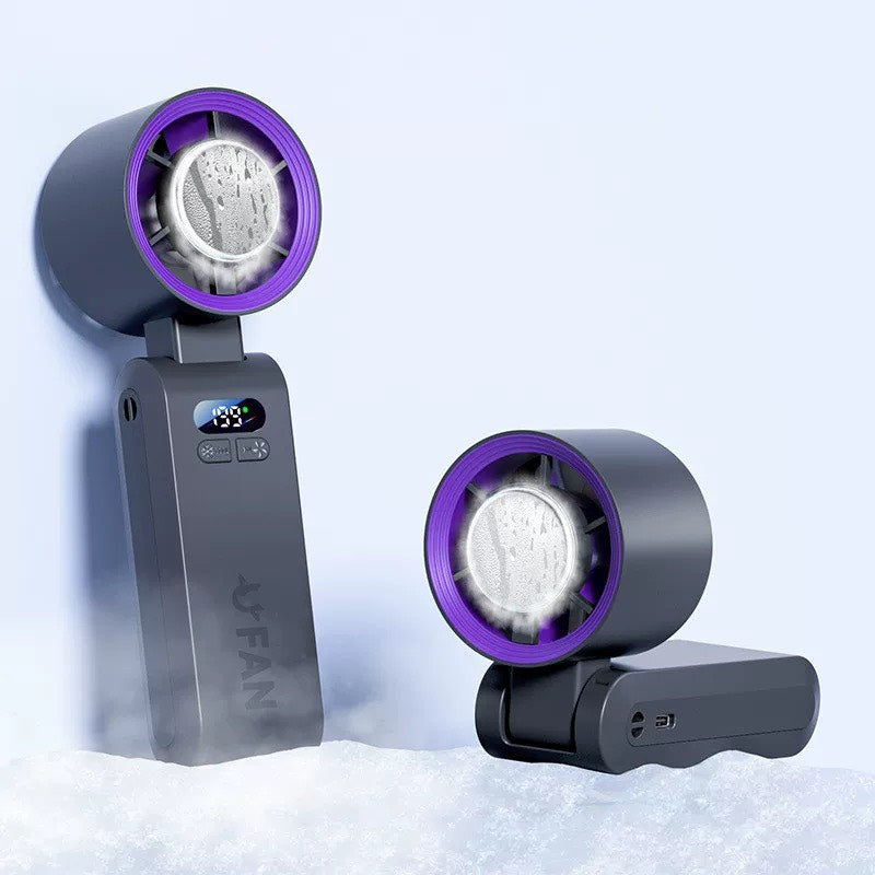 Handheld Portable Turbo Fan with Ice Cooler, Speed (1-199) 5500mAh Rechargeable Personal Fan