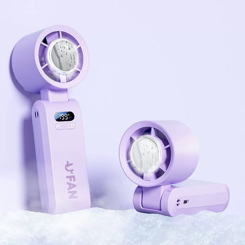 Handheld Portable Turbo Fan with Ice Cooler, Speed (1-199) 5500mAh Rechargeable Personal Fan