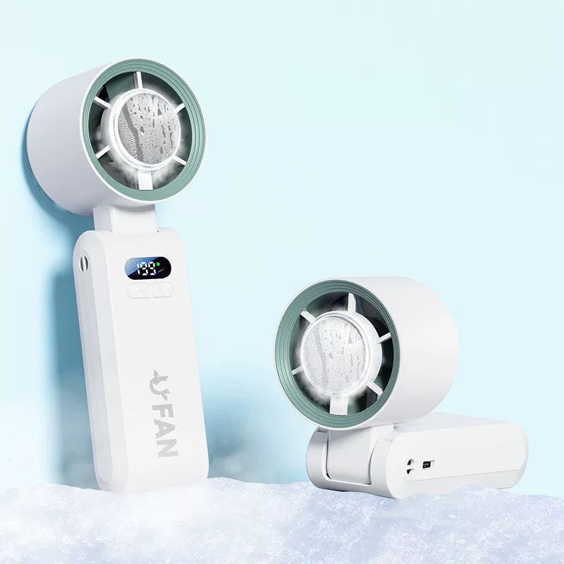Handheld Portable Turbo Fan with Ice Cooler, Speed (1-199) 5500mAh Rechargeable Personal Fan