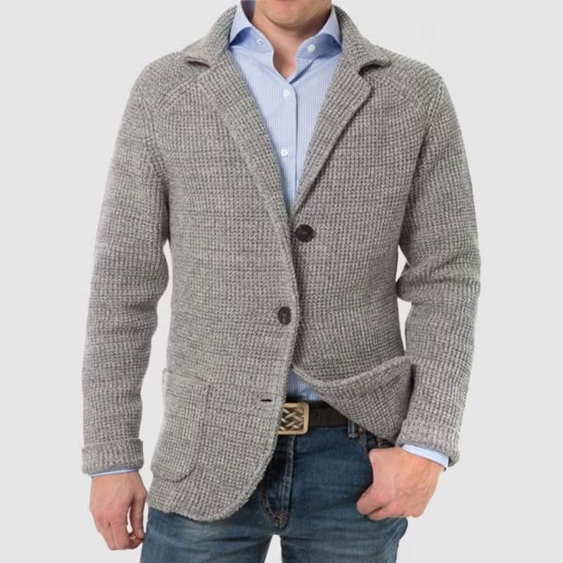 Men's Elegant Lapel Pocket Long Sleeve Jacket