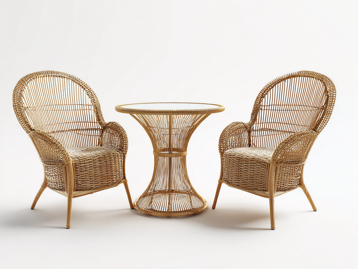 Set salotto da giardino 120x120x75 cm Naturale Stile classico