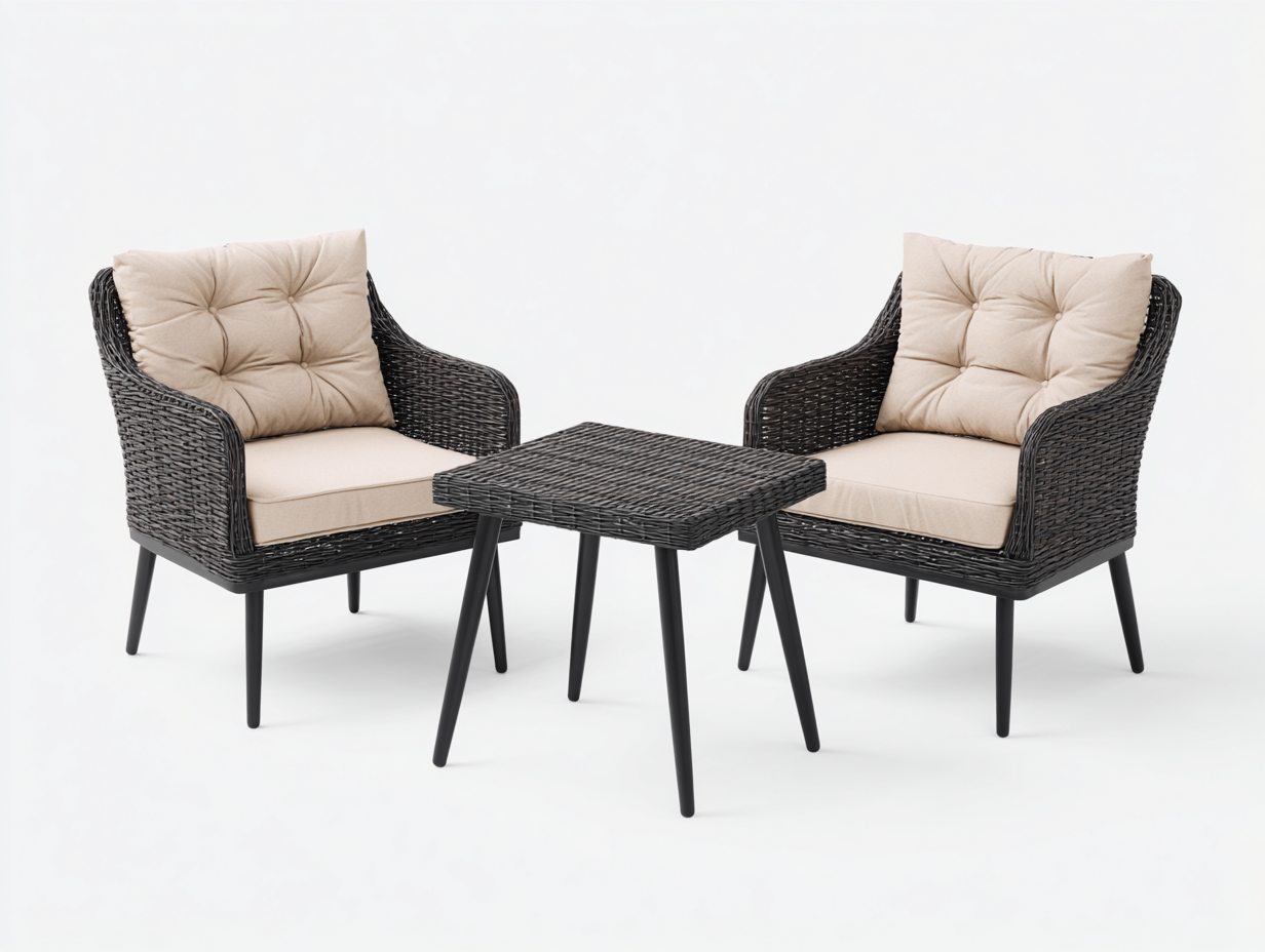 Set salotto da giardino 150x80x78 cm Nero/Beige Stile moderno