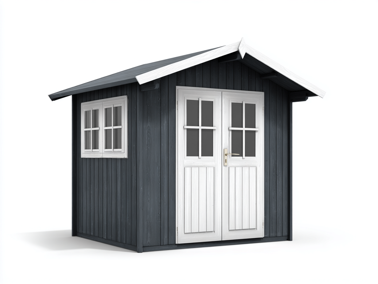 Casetta da giardino 205x185x220 cm Grigio/Bianco Stile moderno