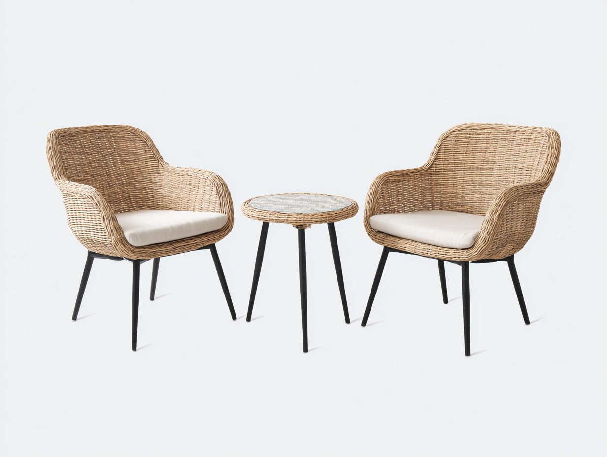 Set salotto da giardino 140x70x75 cm Naturale/Nero Stile moderno