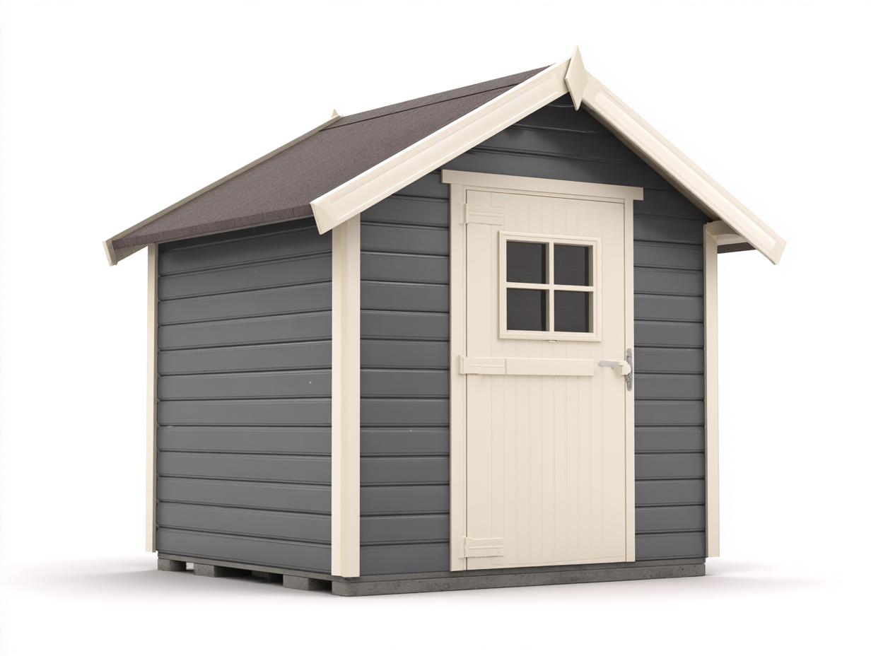 Casetta da giardino 195x175x210 cm Grigio/Bianco Stile tradizionale