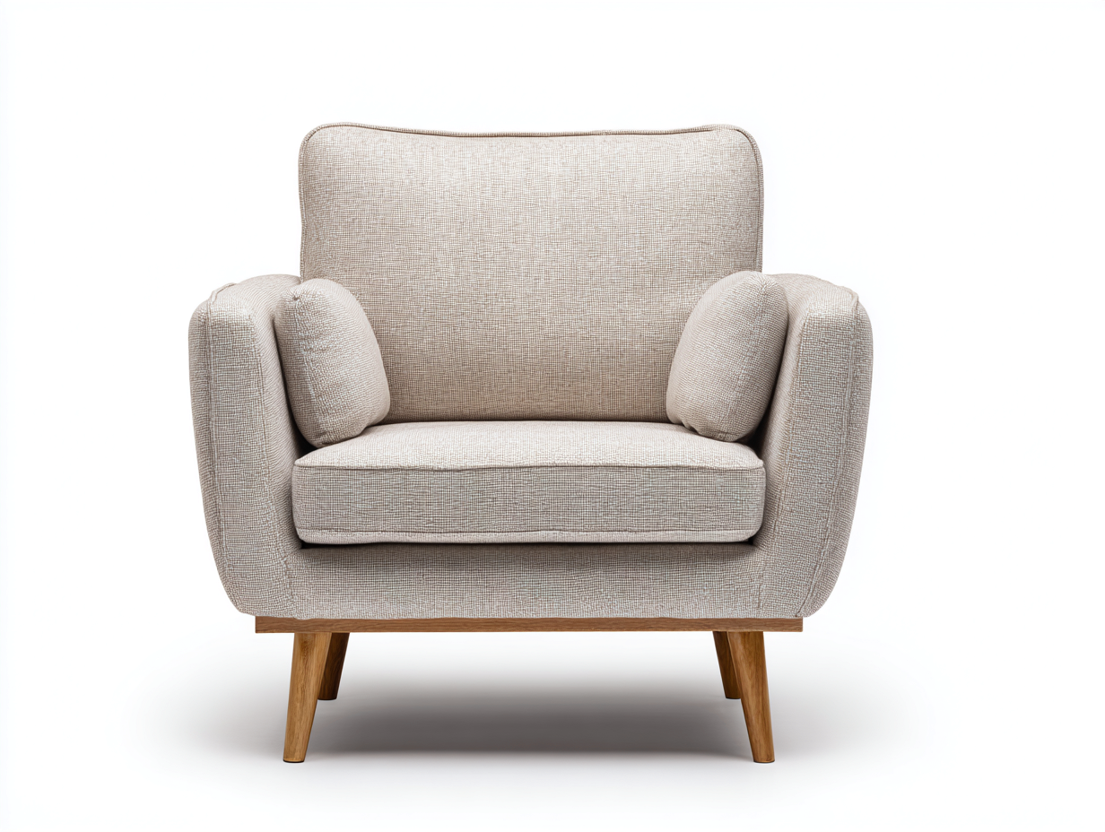 Fauteuil en tissu rembourré 85x80x90 cm - beige - style moderne scandinave-Homimyloft