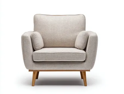 Fauteuil en tissu rembourré 85x80x90 cm - beige - style moderne scandinave-Homimyloft
