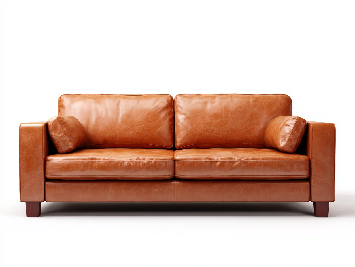 Canapé 2 places cuir 170x85x80 cm - marron cognac - style contemporain intérieur-Homimyloft