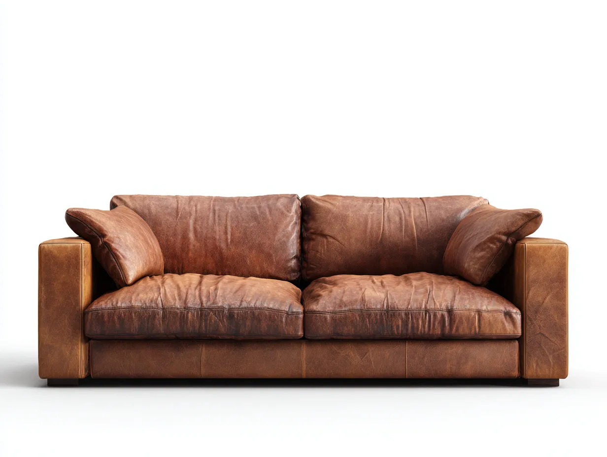 Canapé 2 places en cuir 135x85x78 cm - marron - style classique pour salon-Homimyloft