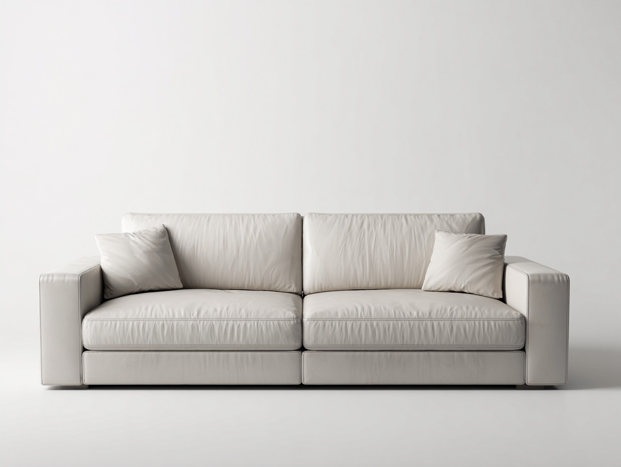 Canapé 2 places en cuir synthétique 180x90x85 cm - Blanc cassé - Design moderne épuré-Homimyloft