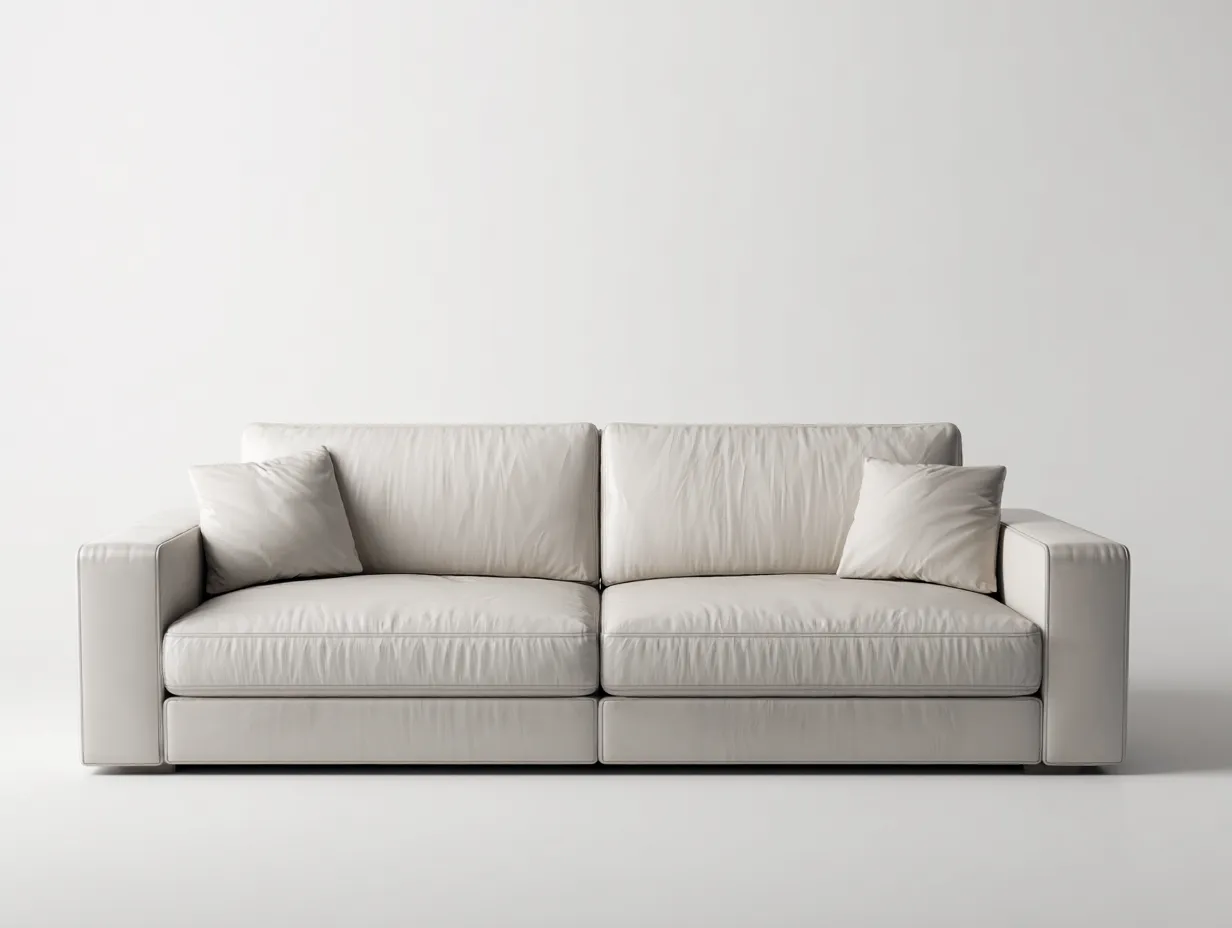 Canapé 2 places en cuir synthétique 180x90x85 cm - Blanc cassé - Design moderne épuré-Homimyloft