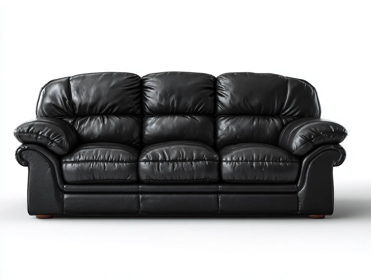 Canapé 3 places en cuir véritable 215x95x88 cm - Noir - Style classique-Homimyloft