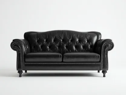 Canapé 2 places revêtement cuir synthétique 185x90x78 cm - noir - style capitonné classique-Homimyloft