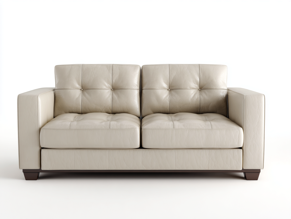 Canapé 2 places 165x90x82 cm - revêtement effet cuir beige - usage salon - design contemporain-Homimyloft