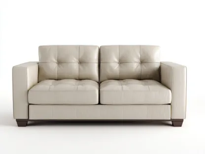 Canapé 2 places 165x90x82 cm - revêtement effet cuir beige - usage salon - design contemporain-Homimyloft