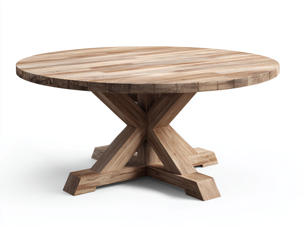 Table de jardin ronde en bois massif 130x130x75 cm - bois naturel - style contemporain pour extérieur-Homimyloft
