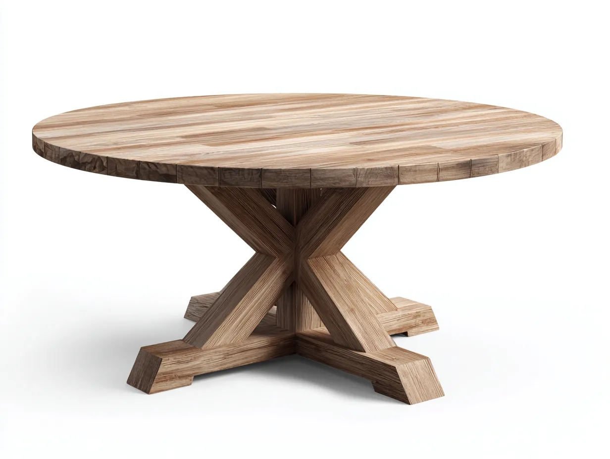 Table de jardin ronde en bois massif 130x130x75 cm - bois naturel - style contemporain pour extérieur-Homimyloft