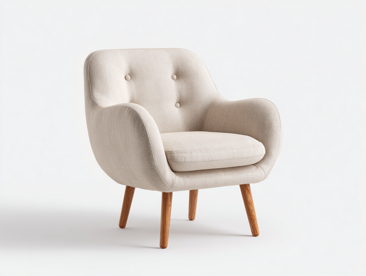 Fauteuil tissu rembourré 75x80x85 cm - beige clair - design scandinave-Homimyloft