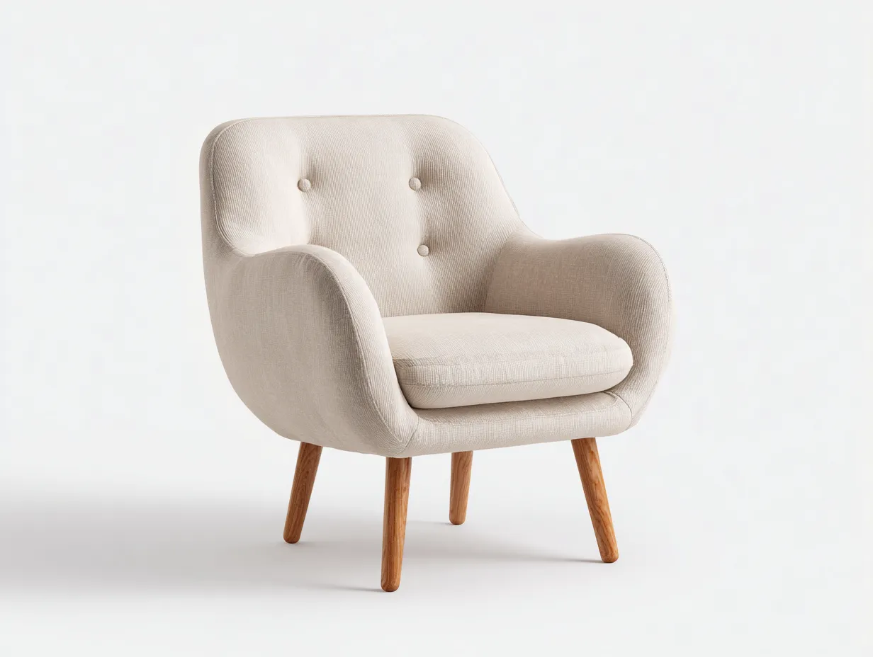 Fauteuil tissu rembourré 75x80x85 cm - beige clair - design scandinave-Homimyloft