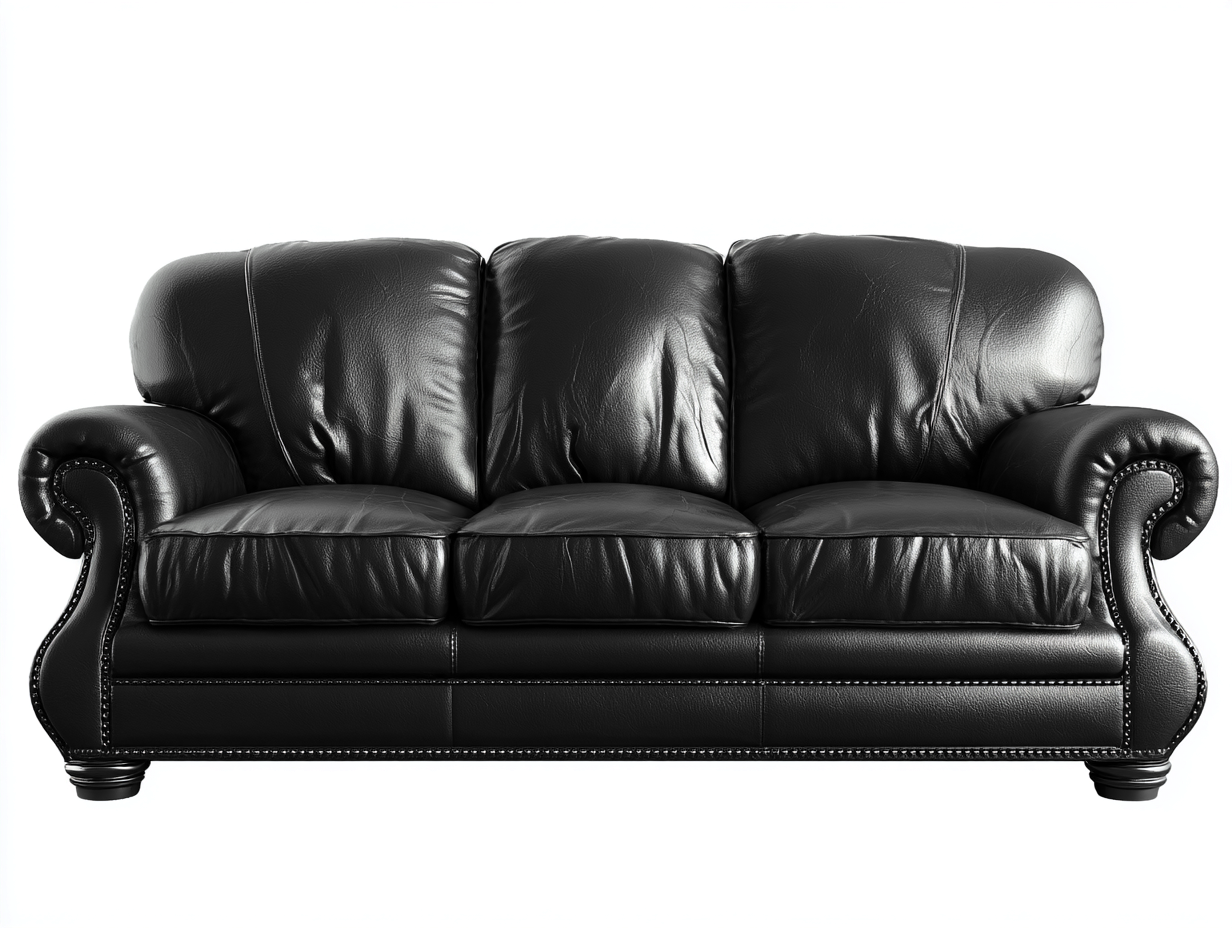 Canapé 3 places en cuir 215x95x90 cm - noir - style classique pour salon-Homimyloft