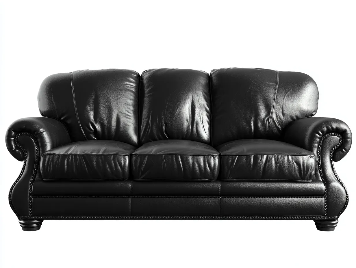 Canapé 3 places en cuir 215x95x90 cm - noir - style classique pour salon-Homimyloft