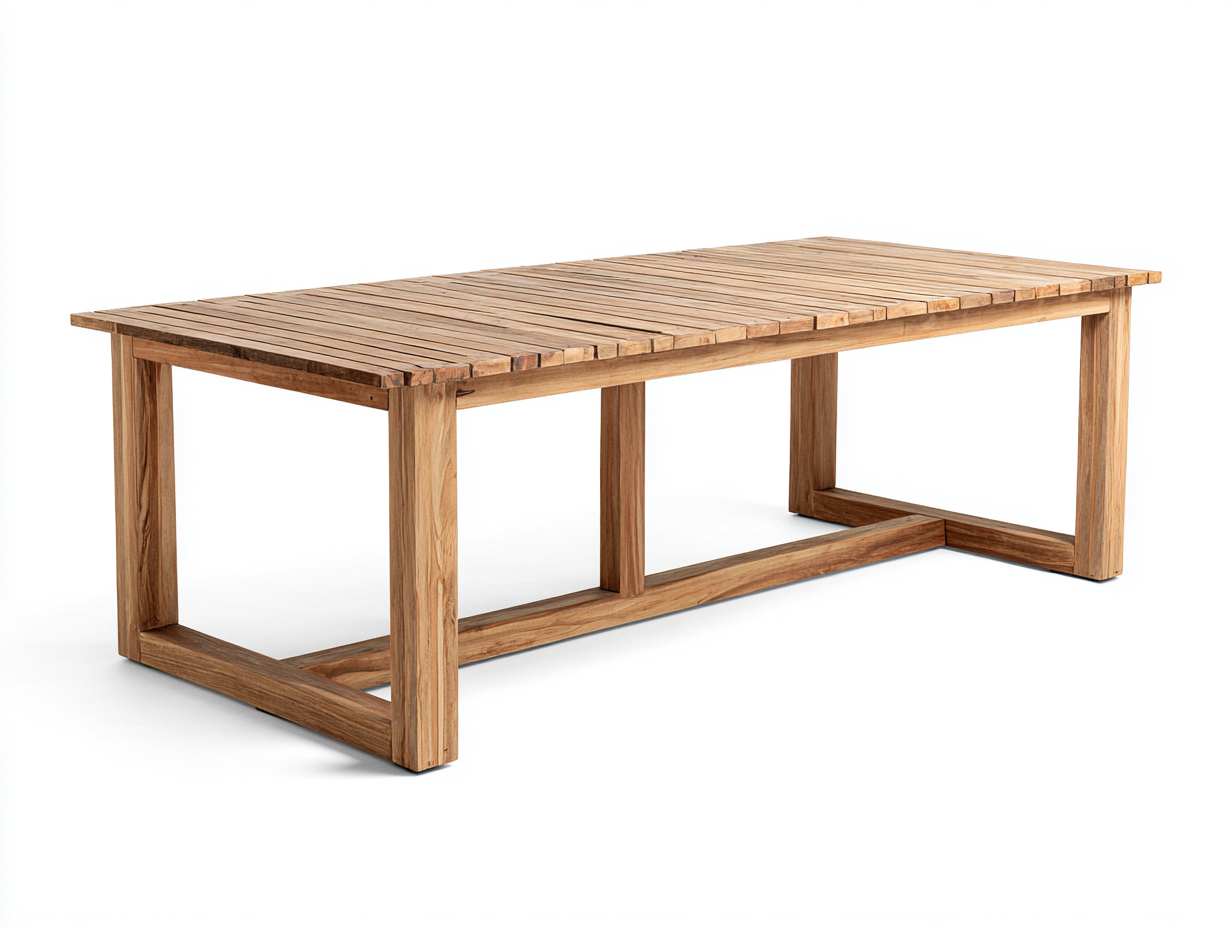 Table de jardin bois massif rectangulaire 220x100x75 cm - bois naturel - design extérieur fonctionnel-Homimyloft
