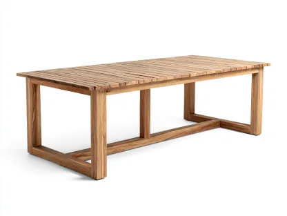 Table de jardin bois massif rectangulaire 220x100x75 cm - bois naturel - design extérieur fonctionnel-Homimyloft