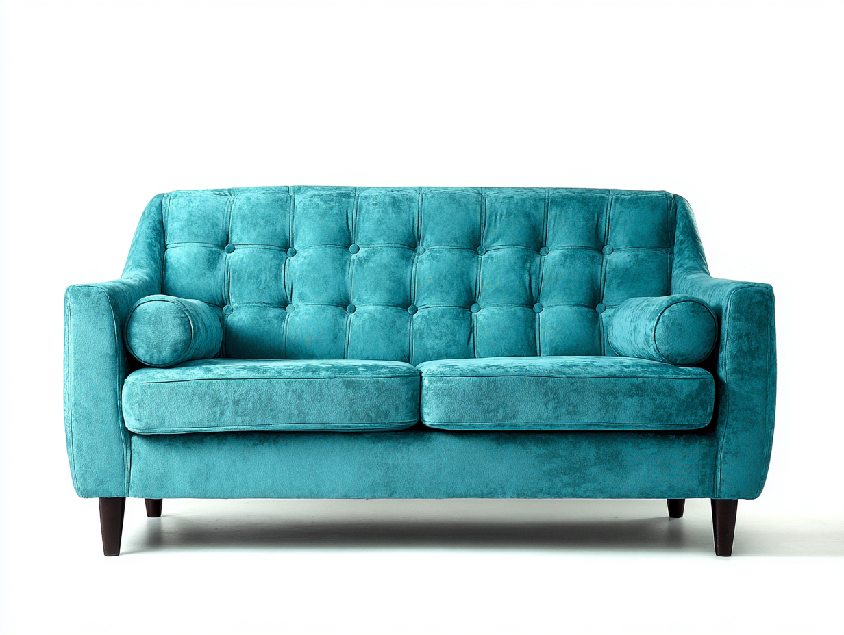 Canapé 2 places en tissu 170x90x85 cm - bleu vert - style vintage-Homimyloft